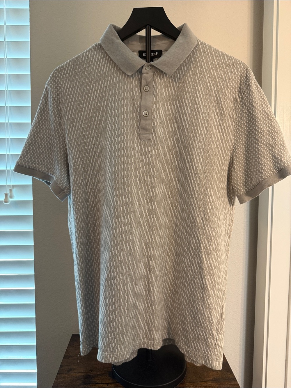 Express Light Gray Textured Polo Shirt